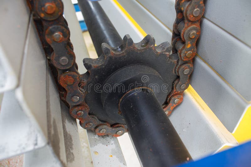 Conveyor chain line belt stock photo. Image of chain 78813316