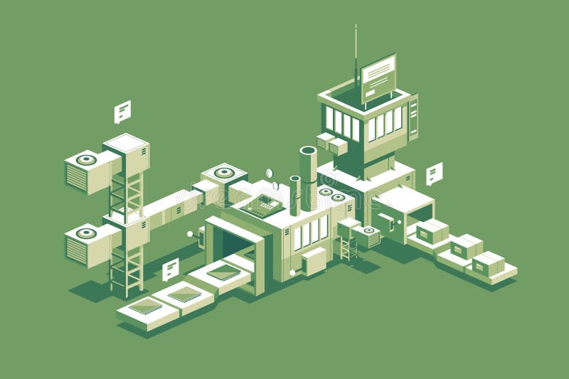 Conveyor manufacturing process stock illustration