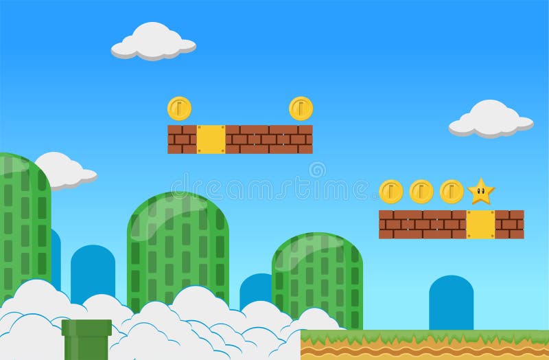 Desenhos animados Super Mario 3D pano de fundo, tema do jogo