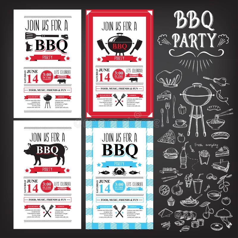 Barbecue party invitation. BBQ template menu design. Vector with elements. Barbecue party invitation. BBQ template menu design. Vector with elements.