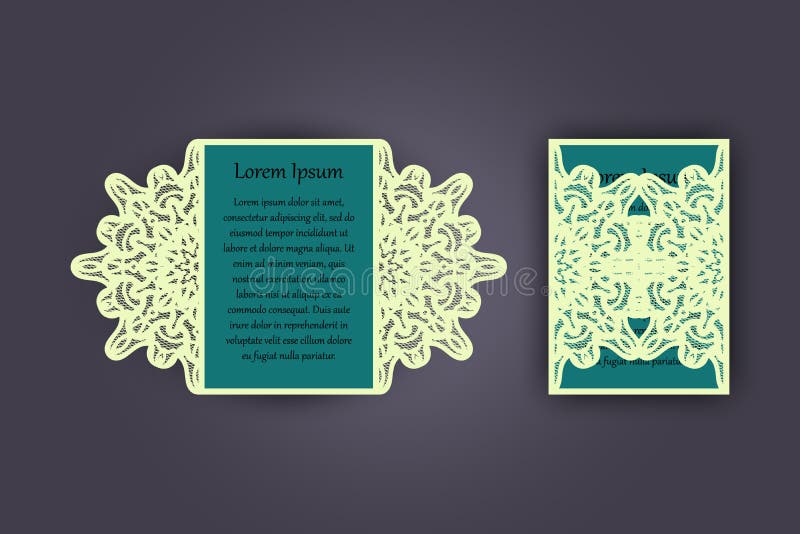 Convite ou cartão do casamento com o ornamento do laço do vintage Modelo para o corte do laser Ilustração do vetor ilustração royalty free Convite ou cartão do casamento com o ornamento do laço do vintage Modelo para o corte do laser Ilustração do vetor ilustração royalty free