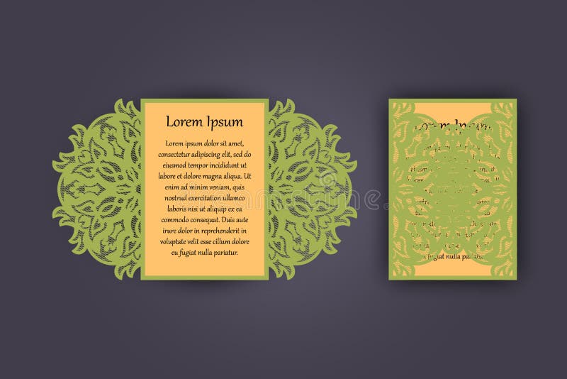 Convite ou cartão do casamento com o ornamento do laço do vintage Modelo para o corte do laser Ilustração do vetor ilustração do vetor Convite ou cartão do casamento com o ornamento do laço do vintage Modelo para o corte do laser Ilustração do vetor ilustração do vetor
