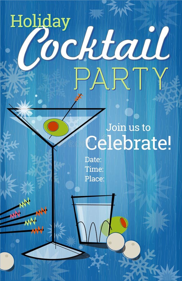 Convite retro do cocktail do feriado
