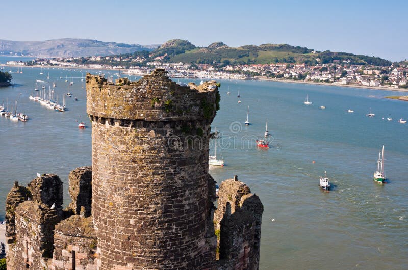 Scenic view of Conway Castle, overlooking the River Conwy. Wales, UK. Scenic view of Conway Castle, overlooking the River Conwy. Wales, UK.