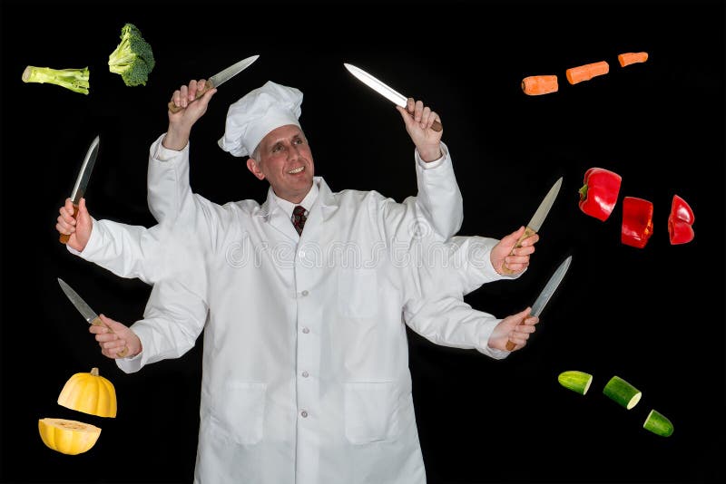 Un cuoco o chef è la preparazione e il taglio di verdure o di verdure.