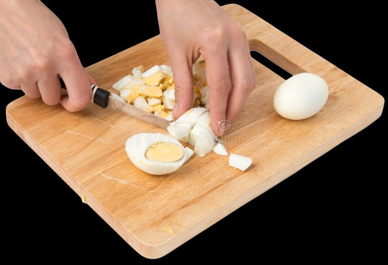 Cook Eggs On Cutting Board On A Black Background Stock Image Image of