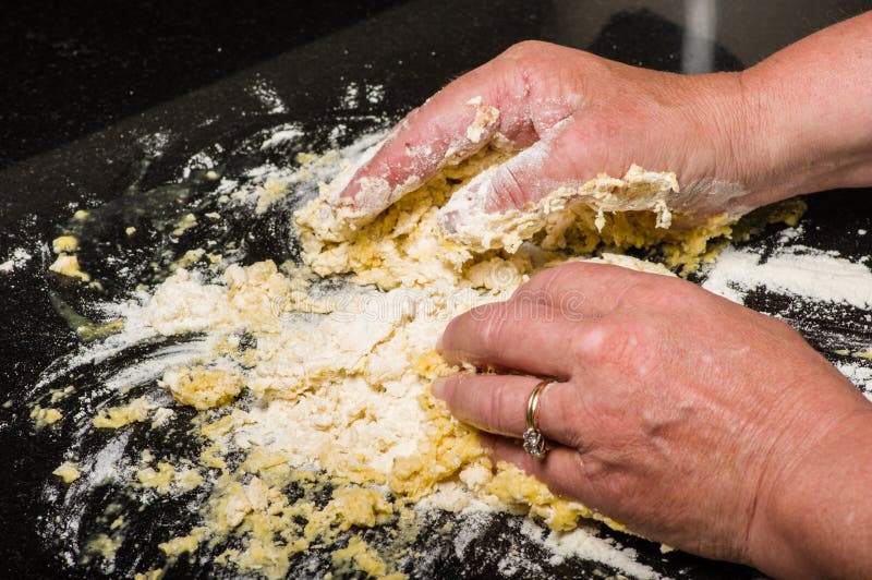 Cook Forming Dough into Pasta Noodles Stock Image Image of hands