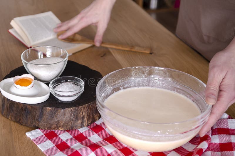 The Cook Prepares the Dough According To the Recipe. Ingredients for