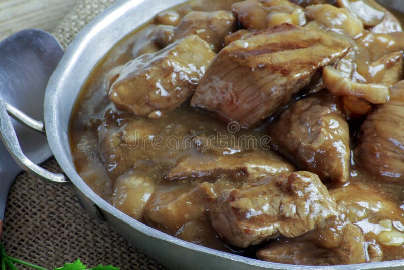 Cooked Beef Dish with Mushroom Sauce Stock Image Image of cooked