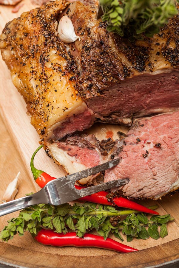 Juicy roast beef stock image. Image of food, prepared 3957295