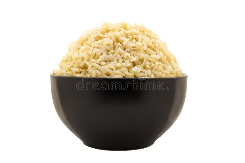 Cooked brown rice isolated on white background royalty free stock photo