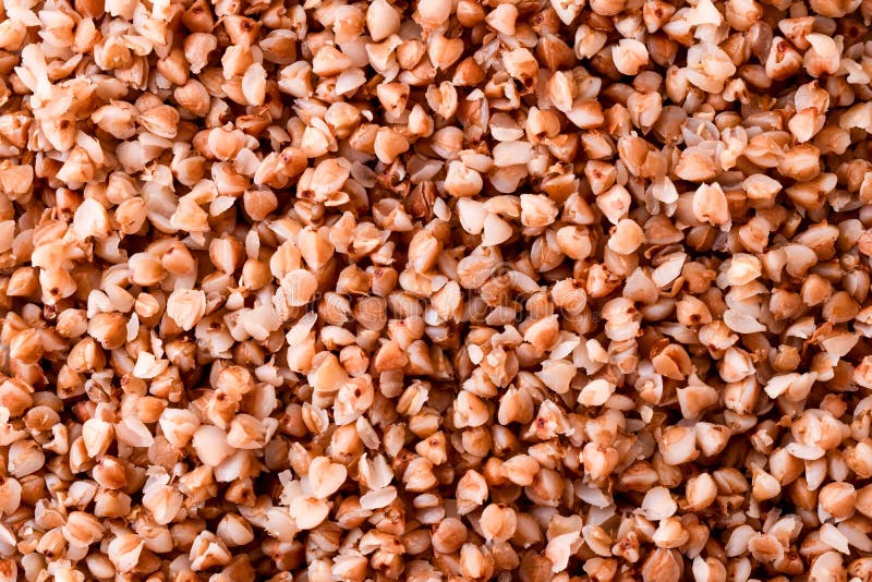Cooked Buckwheat Groats Background. the View from the Top Stock Photo