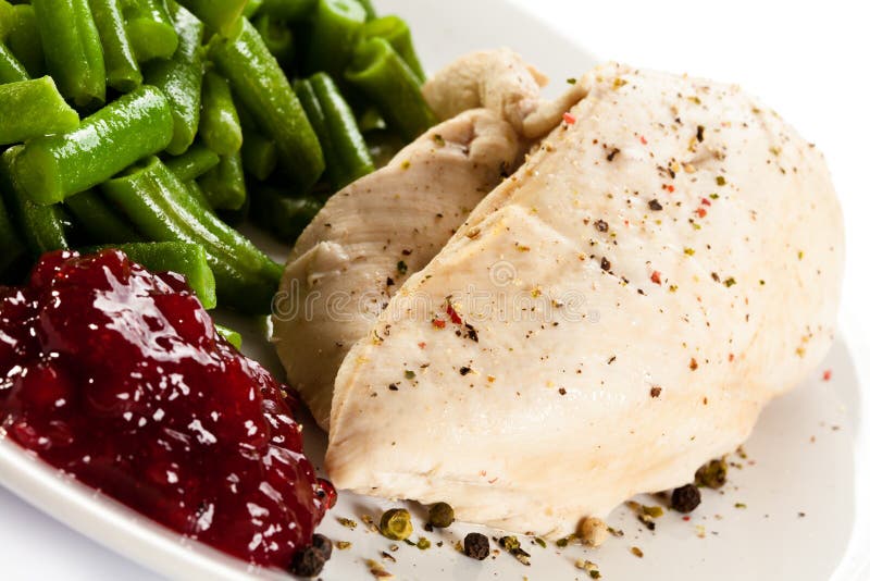 Cooked chicken breast stock photo. Image of plate, meal 60515580