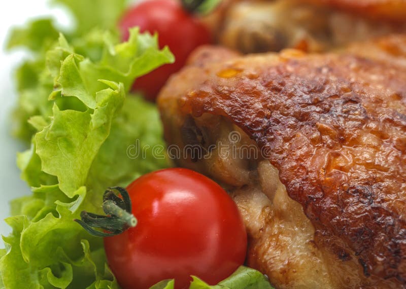 Cooked chicken. stock photo. Image of salad, dinner, vegetables 31089672