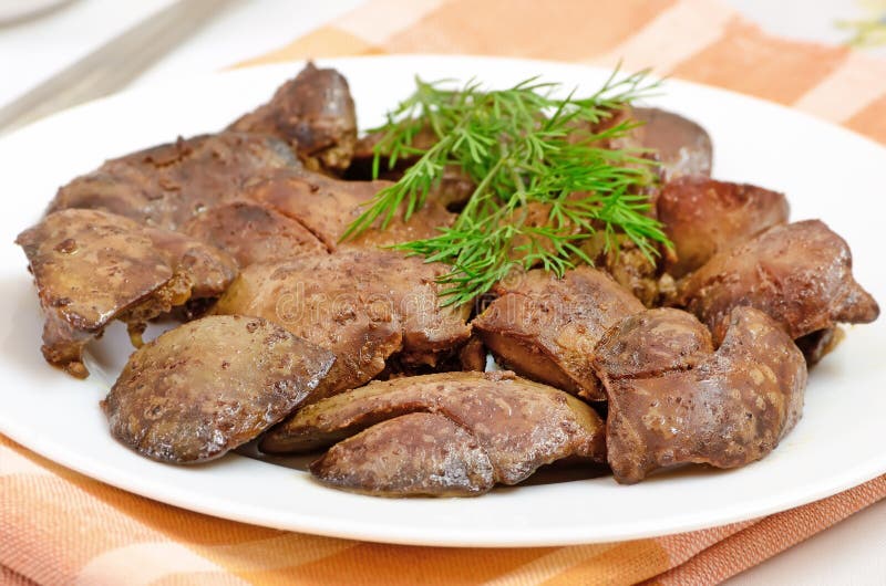 Cooked chicken liver stock photo. Image of food, parsley 29953832