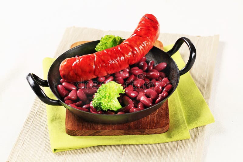 Cooked Kidney Beans with Sausage Stock Image Image of skillet, pulse