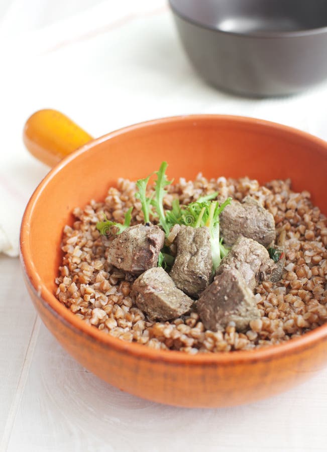 Cooked Liver with Buckwheat Stock Image Image of garnish, farm 26227987