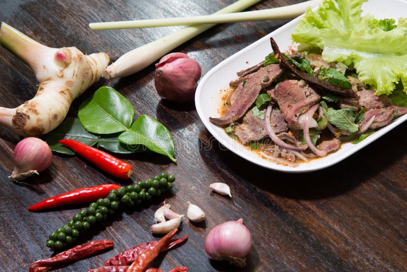 Cooked Liver in Spicy Condiment Thai Food Stock Image Image of