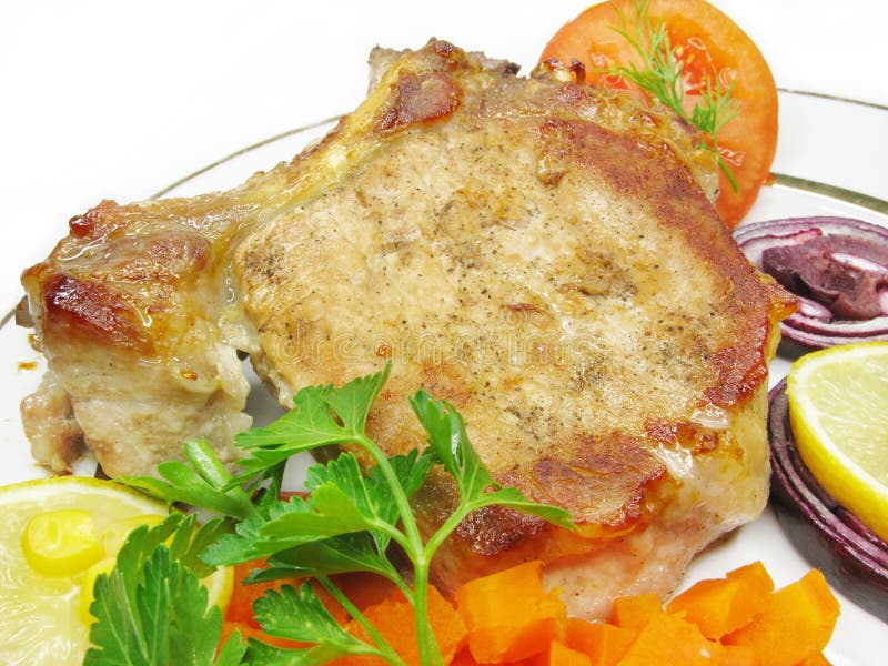 Cooked meat with vegetables royalty free stock photography