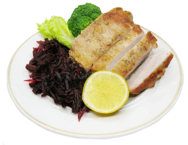 Cooked meat with vegetables stock image