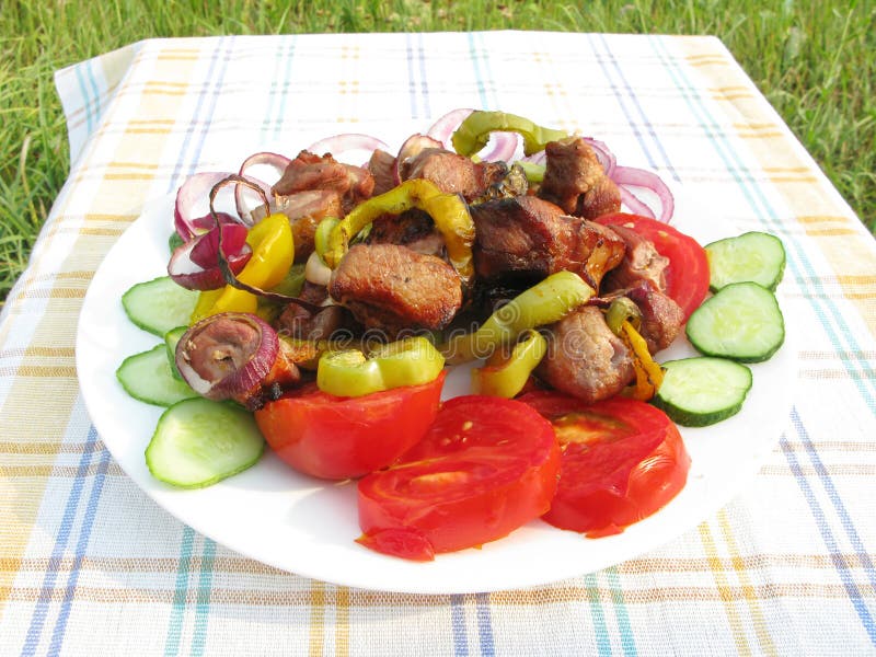 Cooked meat with vegetables royalty free stock photo