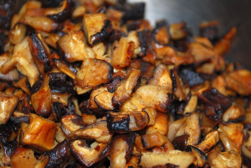 Cooked mushrooms used for cooking