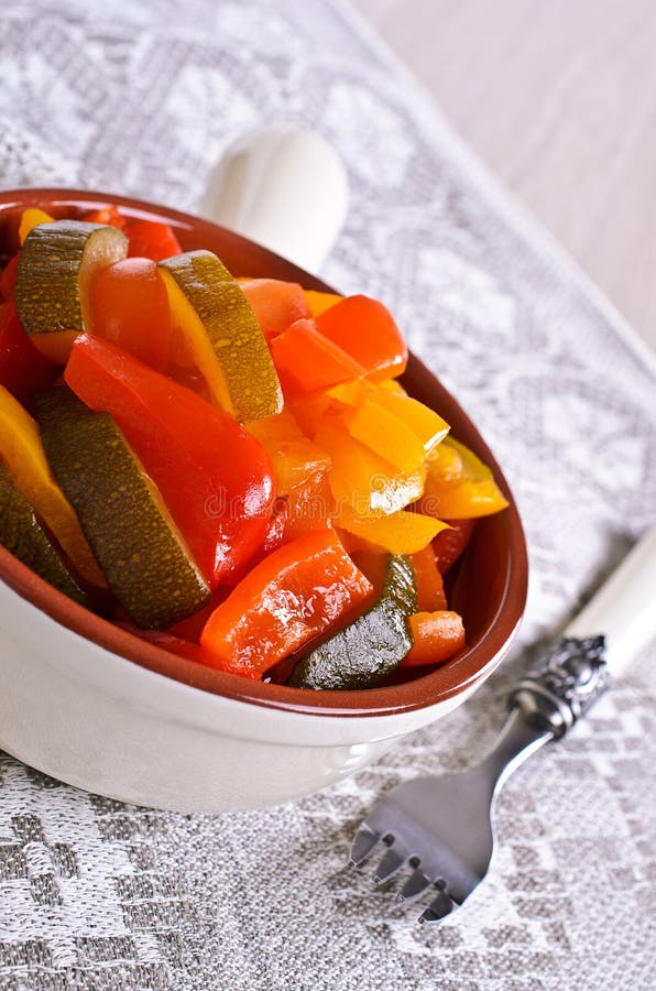 Cooked Peppers and Zucchini Stock Image Image of meal, courgette