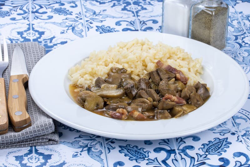 Cooked Pork Kidneys and White Rice Stock Image Image of kidney, white