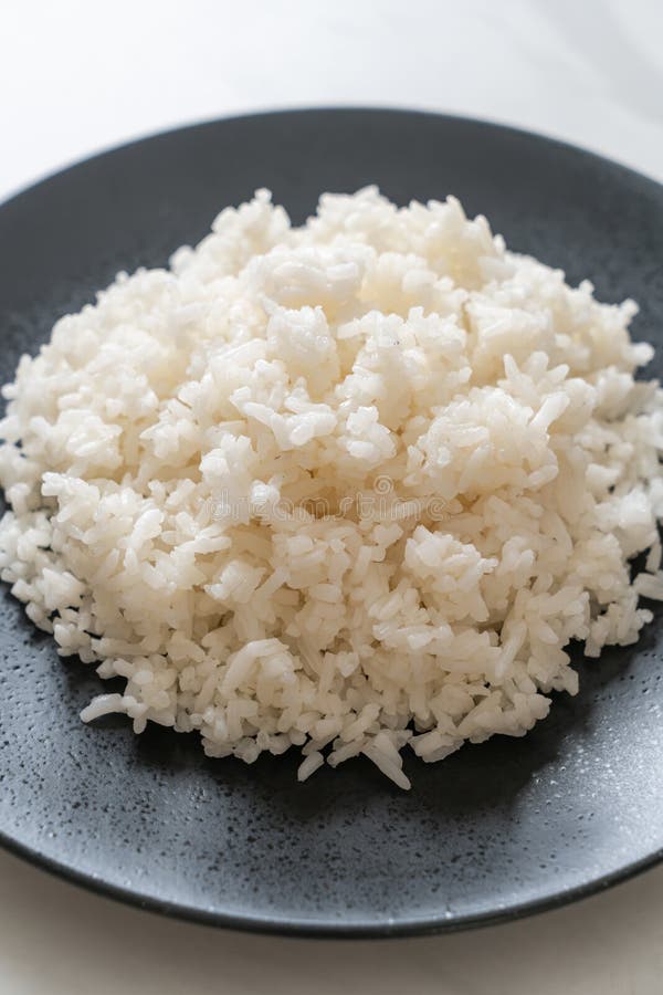 Cooked rice on plate stock photo. Image of jasmine, plate - 195226594