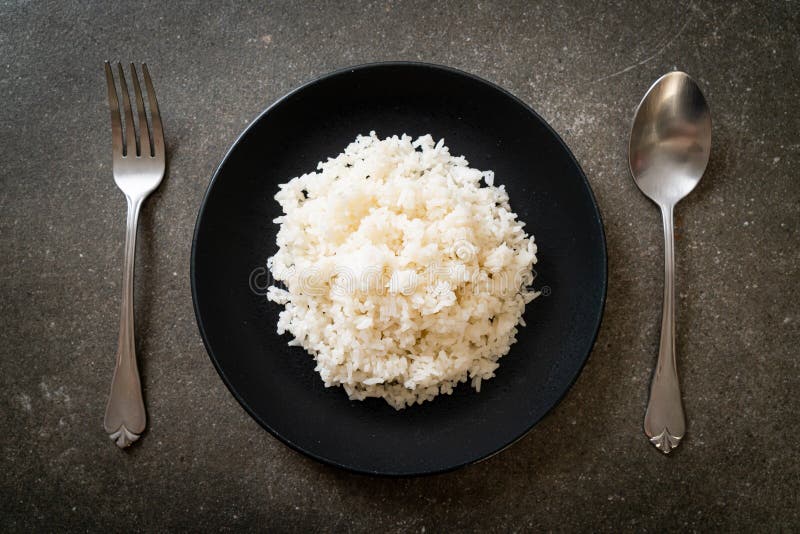 Cooked rice on plate stock image. Image of health, dish 193666181