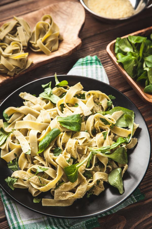 Cooked Tagliatelle on a Plate Stock Photo Image of fork, plate 70454614