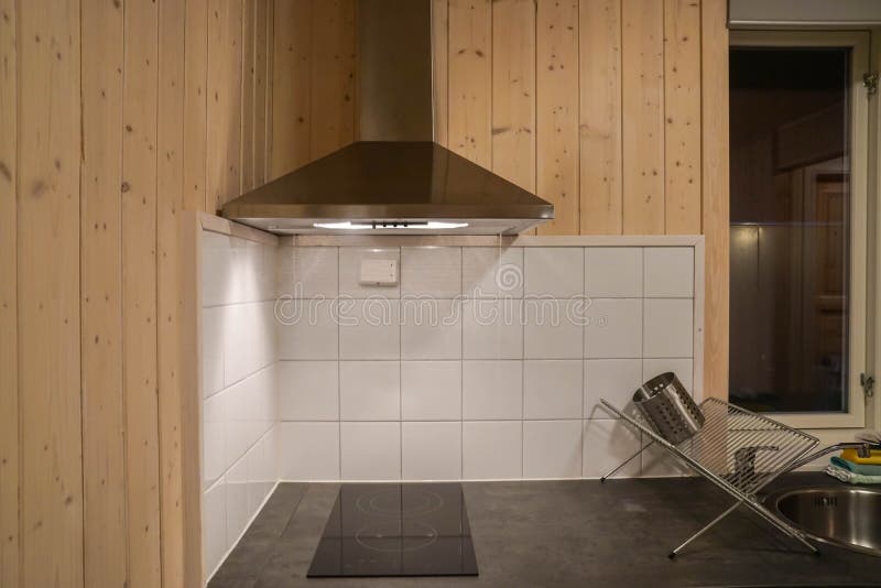 Cooker Hood with Electric Stove in Modern Kitchen Stock Image Image of hood, food 135592491