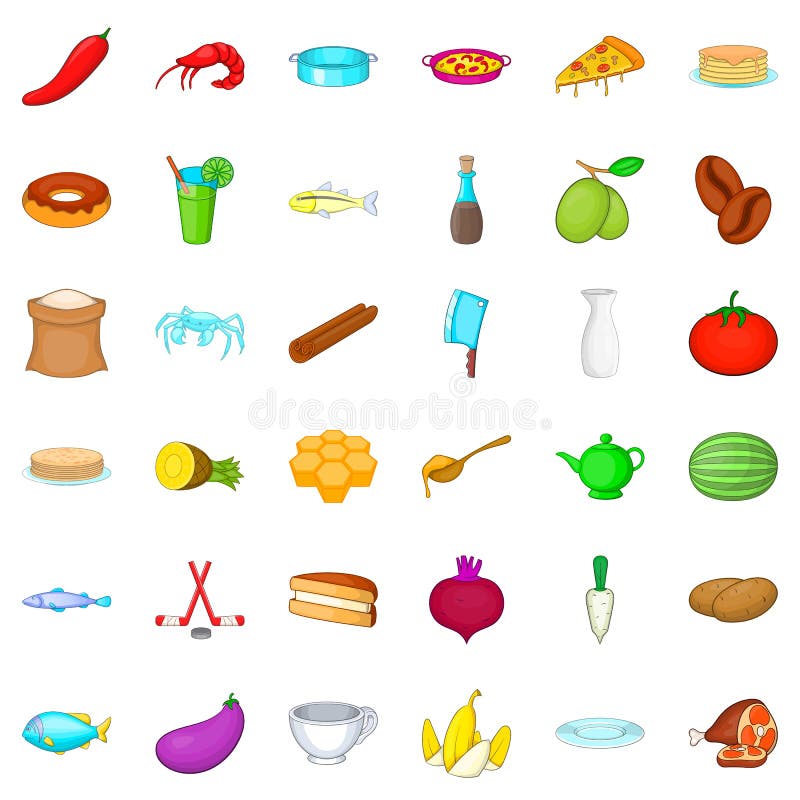 Cookery icons set, cartoon style stock illustration Cookery icons set, cartoon style stock illustration