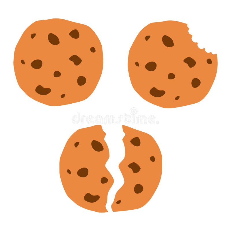 Cookie intero, morso, rotto in stile fumettista Deliziosa colazione fatta in casa Dolcezza al forno tradizionale Panetteria royalty illustrazione gratis Cookie intero, morso, rotto in stile fumettista Deliziosa colazione fatta in casa Dolcezza al forno tradizionale Panetteria royalty illustrazione gratis