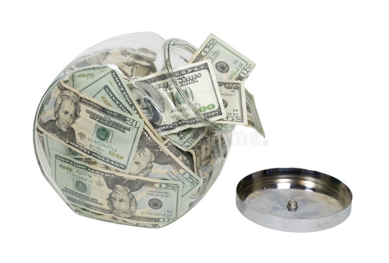 Cookie Jar Full of Money stock image. Image of cash, tool 14320295