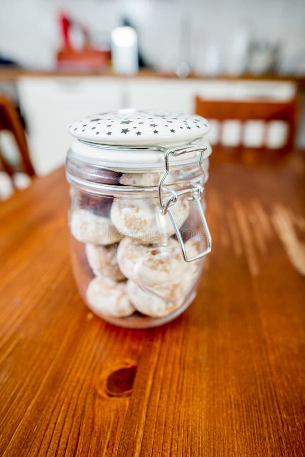 Cookie jar in the kitchen stock image. Image of brown 111547815