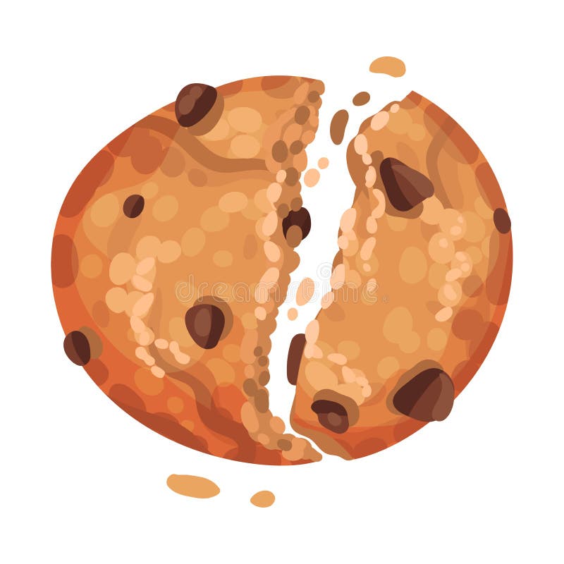 Cookie овсяной кашей с мякишами шоколада изолированными на белом пункту вектора фона иллюстрация штока