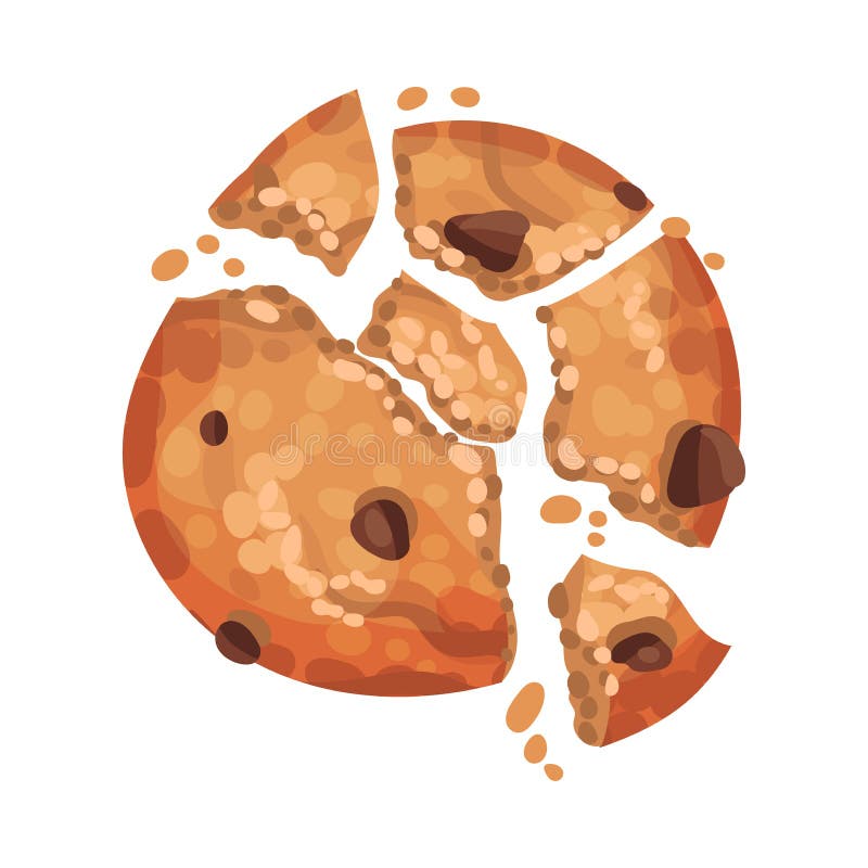Cookie овсяной кашей с мякишами шоколада изолированными на белом пункту вектора фона иллюстрация вектора