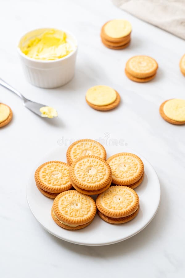 Cookies with butter cream stock image. Image of homemade 160616285