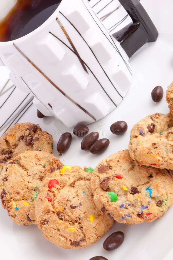 Cookies and chocolate with tea