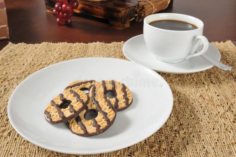 Cookies and coffee stock photos