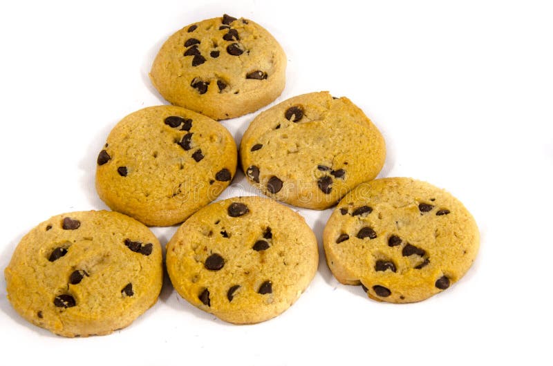 Cookies doces super dos pedaços de chocolate imagens de stock
