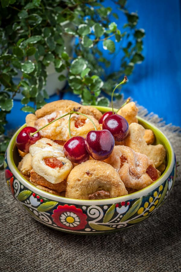Cookies Filled with Cherry Jam. Stock Photo Image of sugar, pastry
