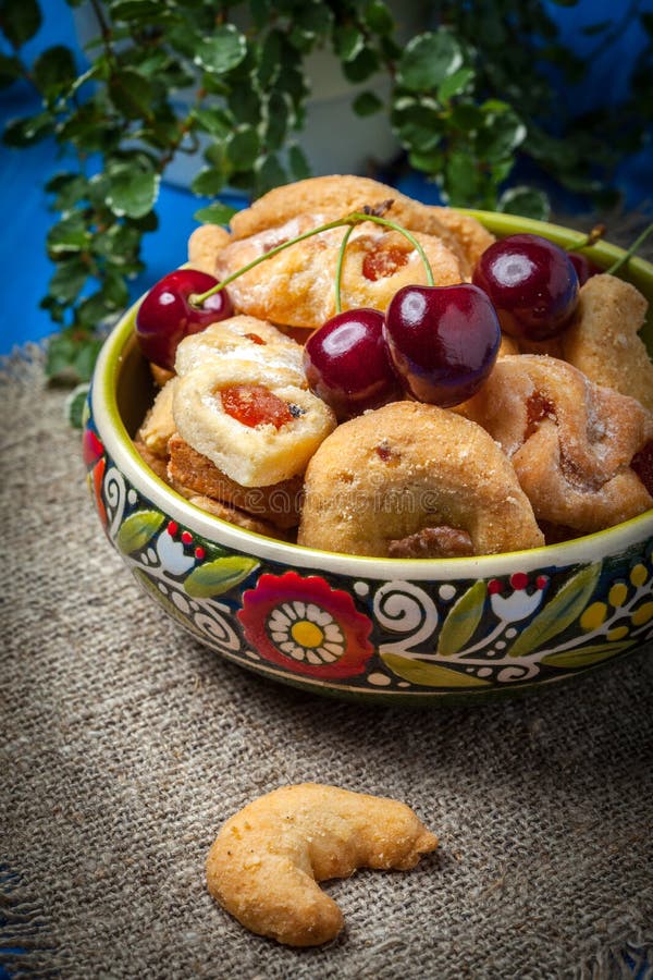 Cookies Filled with Cherry Jam. Stock Photo Image of delicacy, aroma