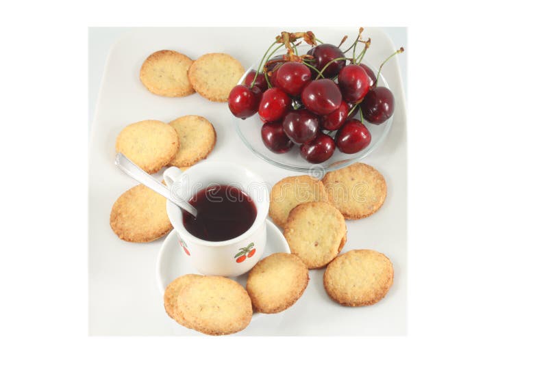 Cookies and Fruit Tea, Cherry Stock Photo Image of rustic, restaurant