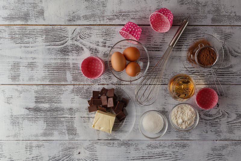 Cookies ingredients (raw egg, brown sugar, apple, butter and flo