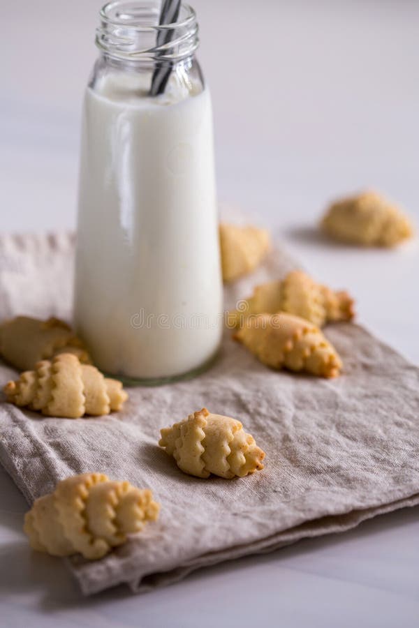 Cookies med mjölk royaltyfri foto