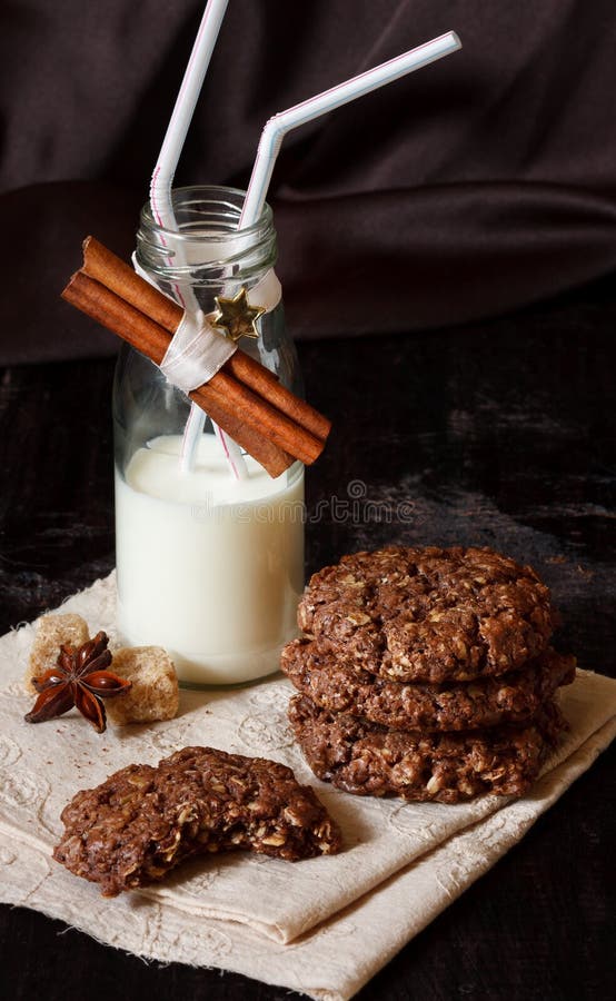 Cookies and milk. stock image. Image of mixed, bottle 26812215