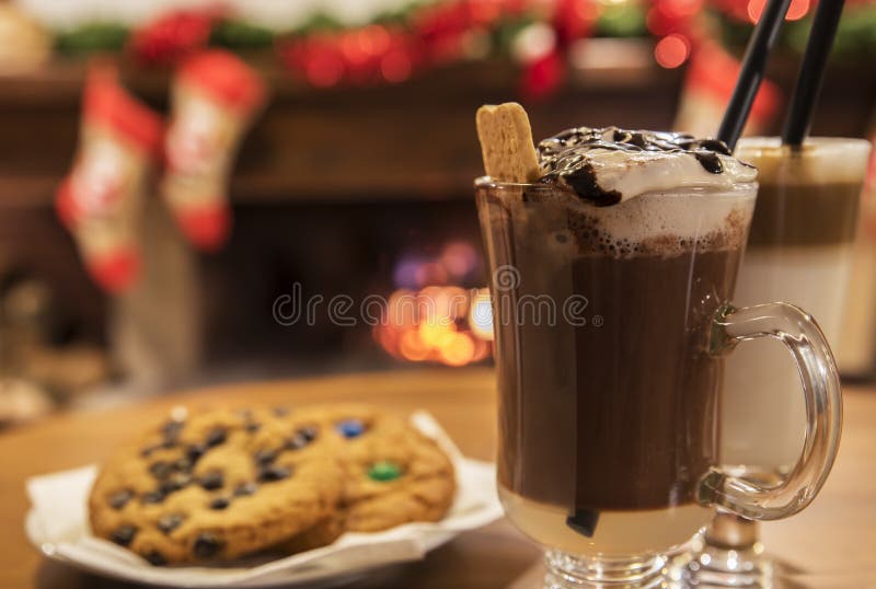 Cookies and milk cocktail on the table