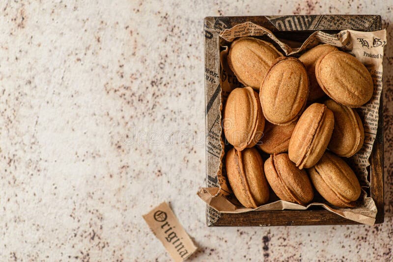 Cookies Nuts with Boiled Condensed Milk in a Brown Box Stock Photo Image of food, russian